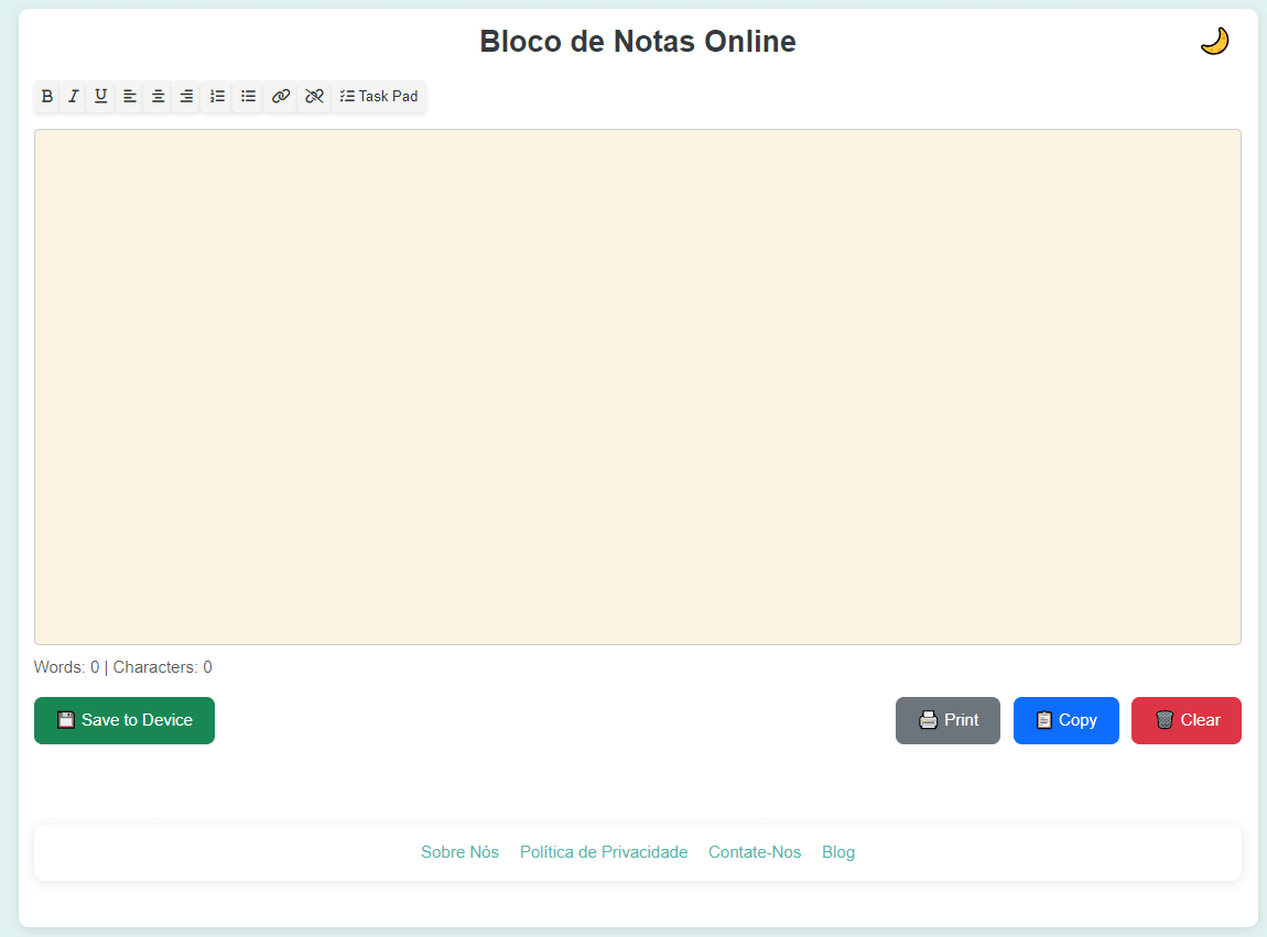 Bloco de Notas Online